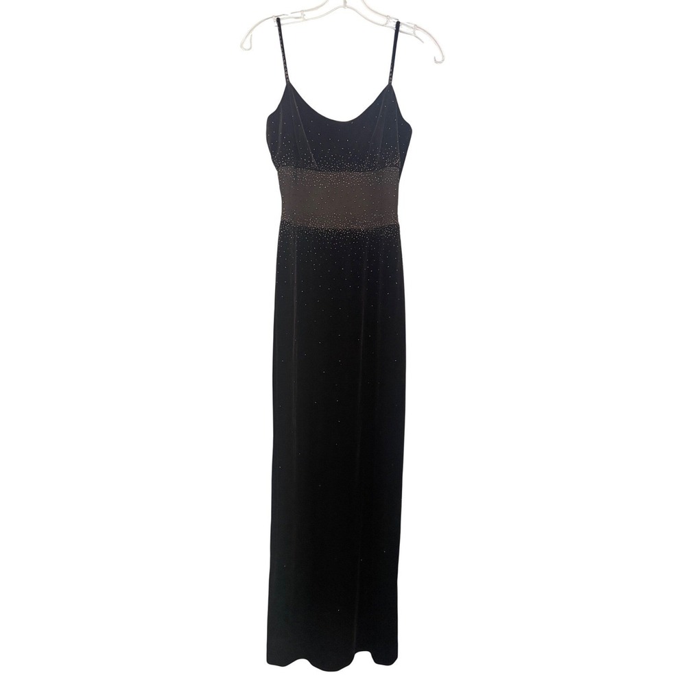 Y2K Cache Maxi Dress Brown Velvet Beaded Fairy Grunge Goth Witchy Sz 6 - Picture 3 of 15